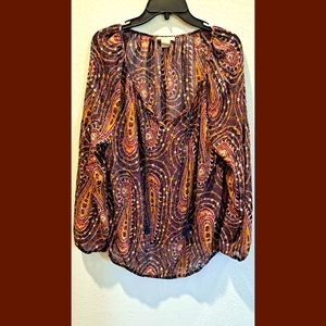 Lucky Brand Paisley Print Peasant Blouse
